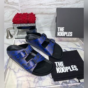 THE KOOPLES $265 Unisex Printed Leather Sandals, Size EU 41/ US 10.5.